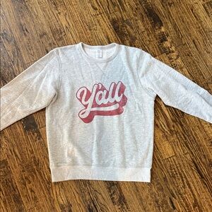 Gray Sweatshirt with Red 'Y'all' Print